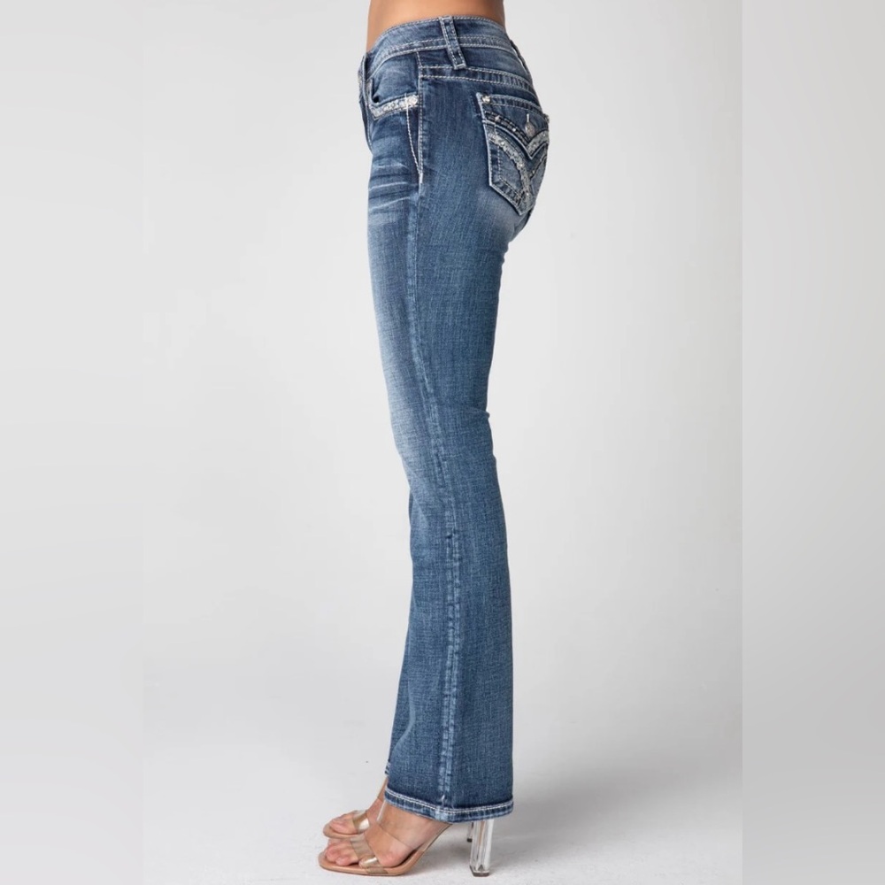 Vigoss Embellished Contrast Stitch Boot Cut Flare Jeans Size W30 L33 NWOT